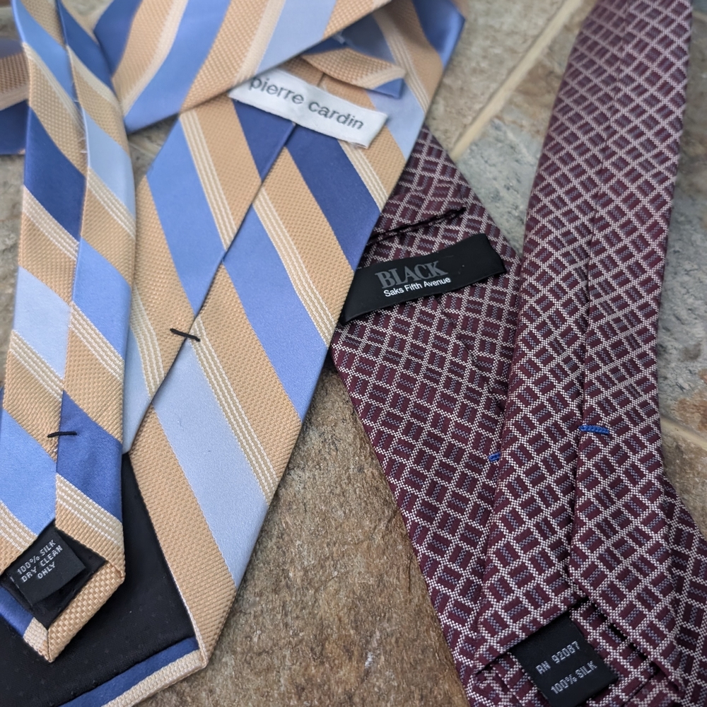 Pierre Cardin and Black Saks Fifth Ave Ties Set Silk 100%.